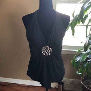 Black Cache Halter with jeweled center